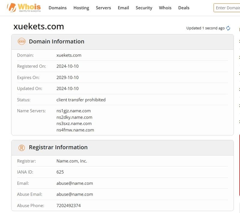 Website Registration Date