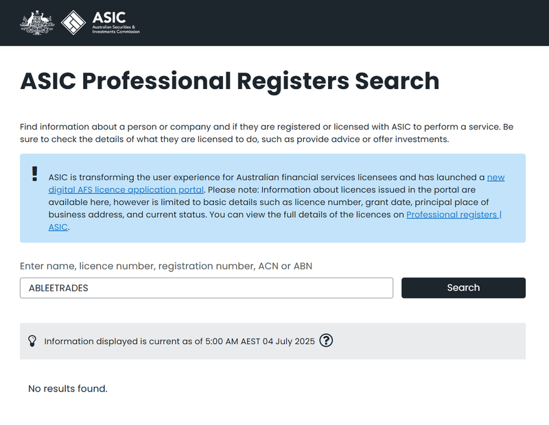ASIC Query Result