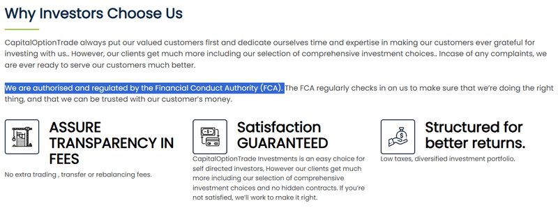 Website's claimed financial regulation