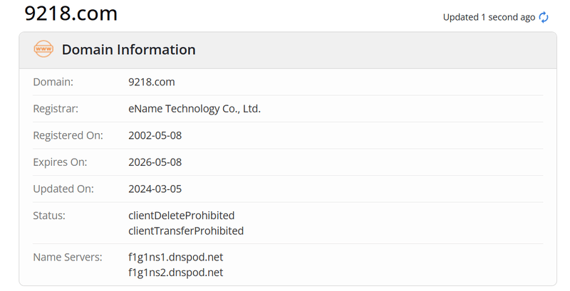 Shi Cai Network whois.com Domain Age Data