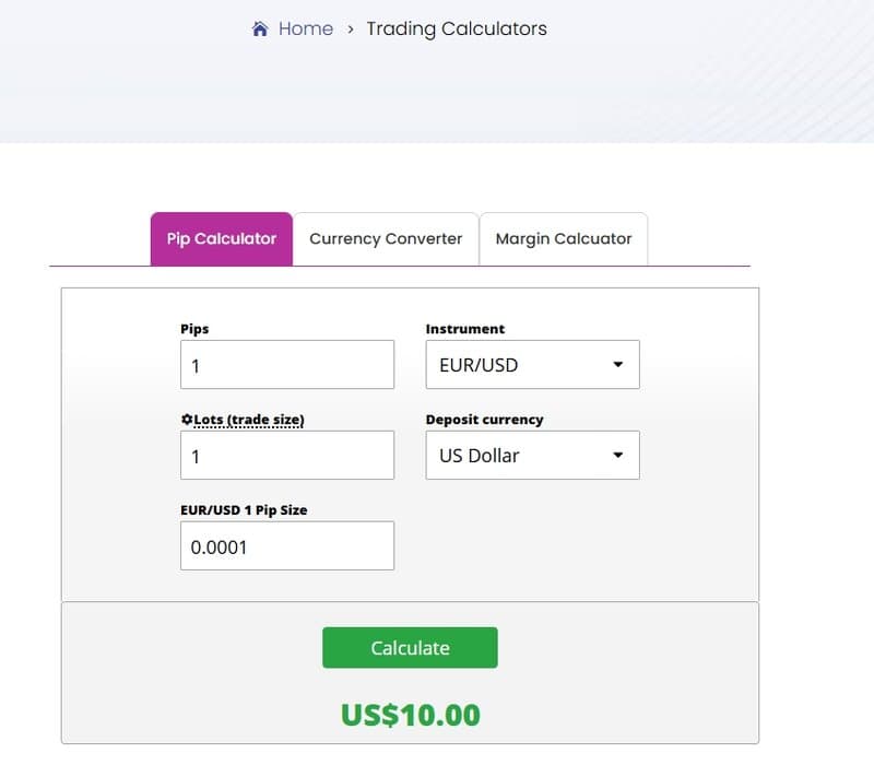 เครื่องคำนวณการเทรด (Trading Calculators)