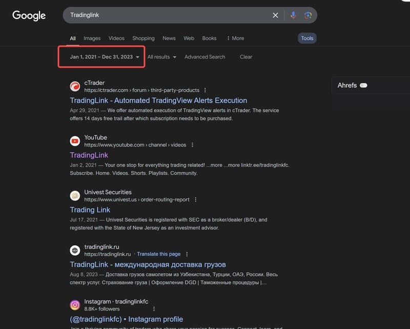 TradingLink Searching Results