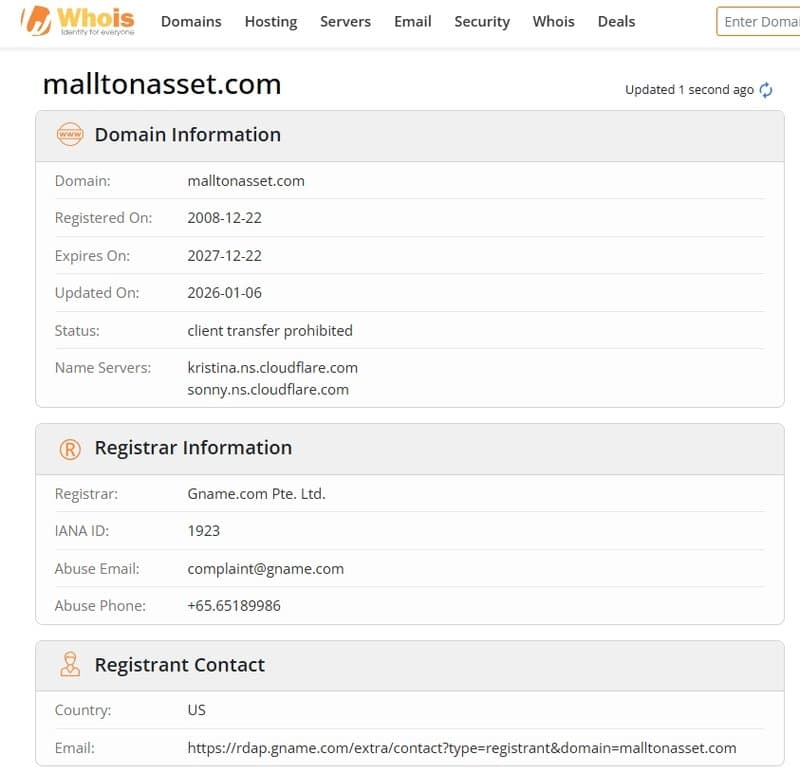 Website Registration Info