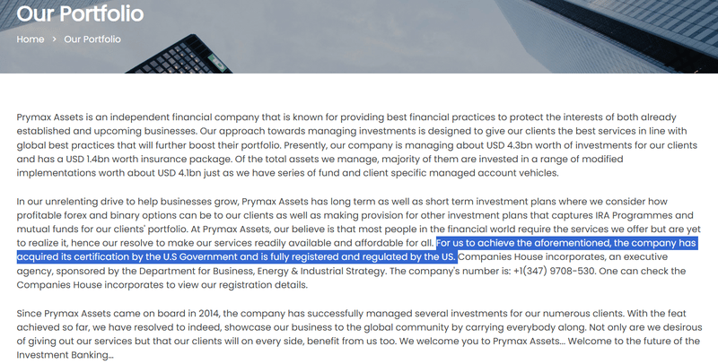 Website's claimed financial regulation