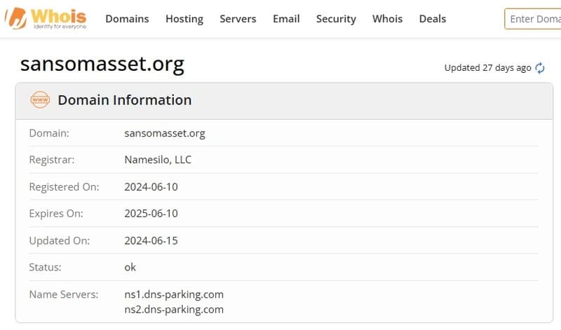 Sansom Asset website registration time