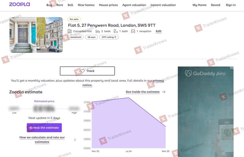 Zoopla ระบุว่าที่อยู่ในอังกฤษนี้มีสภาพเป็นที่ขาย