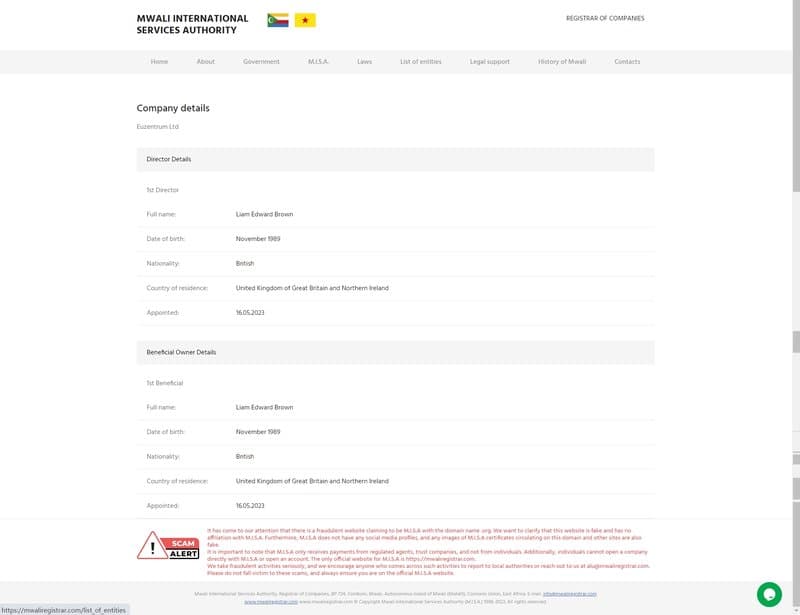 Euzentrumの登録情報