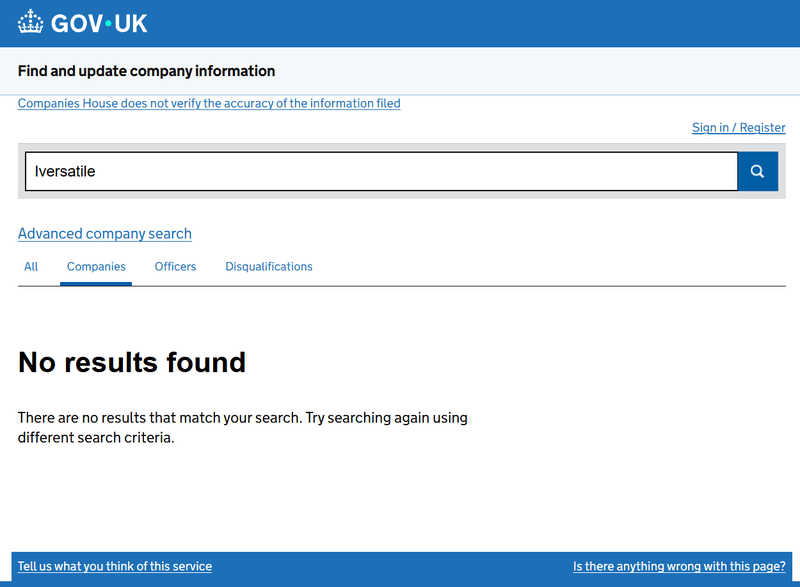 Companies House Query Result