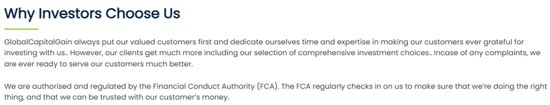 Financial regulation claims on website