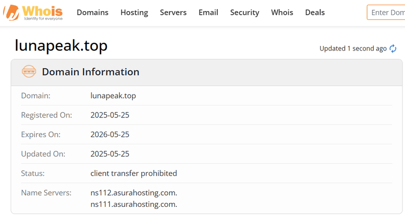 Whois 조회 결과