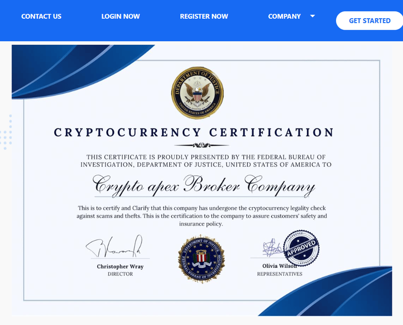 Financial regulation claimed on the website