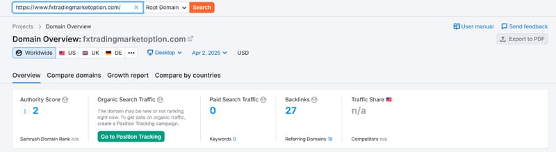 Semrush Natural Search Traffic Data