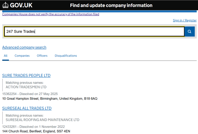 Companies House Query Result