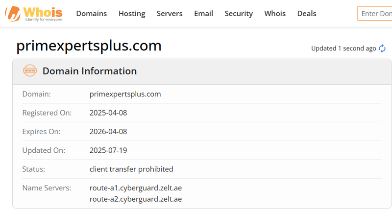 ผลการค้นหาของ Whois