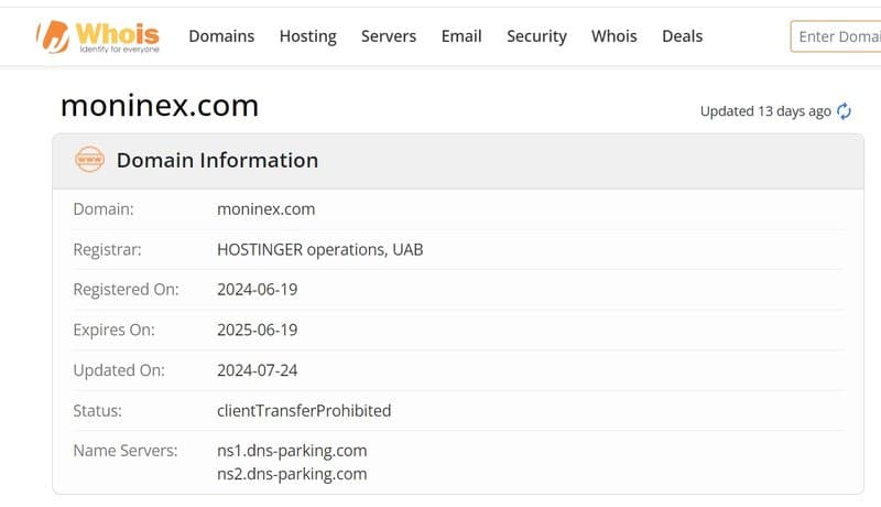 Moninex Whois