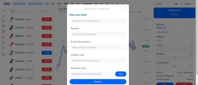TAU Limited의 계좌 등록