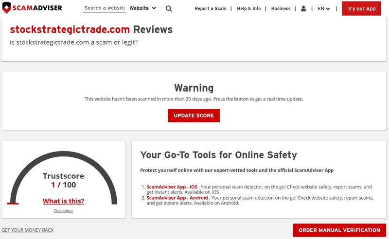 ScamAdviser High-Risk Warning