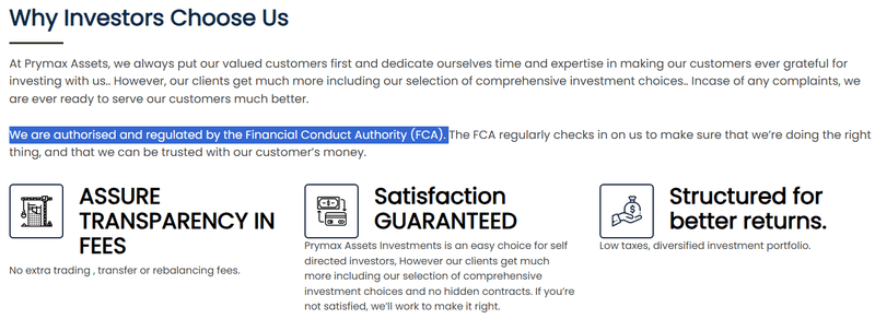 Website's claimed financial regulation