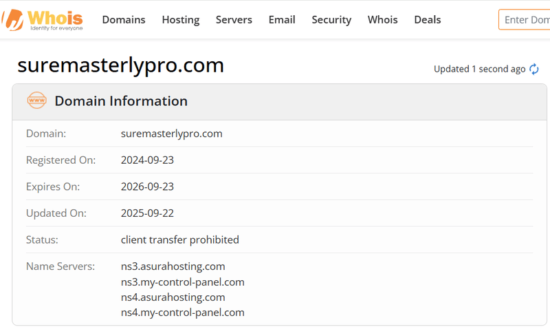 Результат запроса Whois