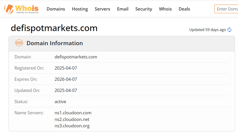 Kết quả truy vấn Whois