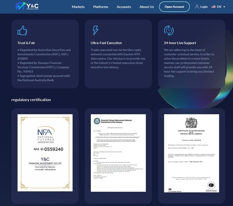 Tuyên bố đăng ký và quản lý của Y&C Financial Investment