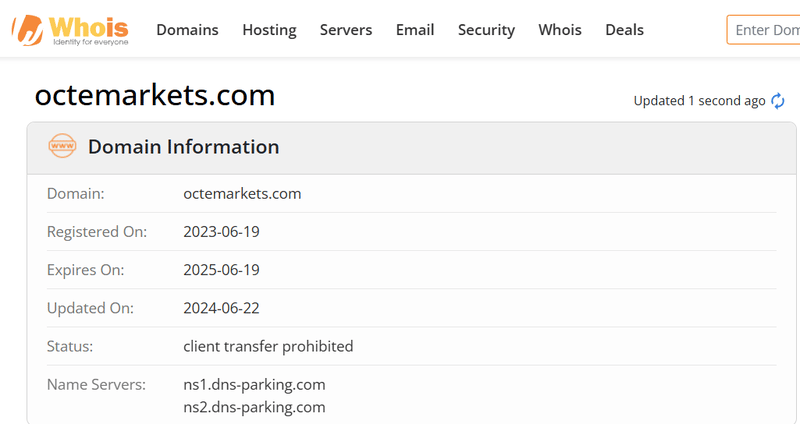 Resultados de la búsqueda Whois