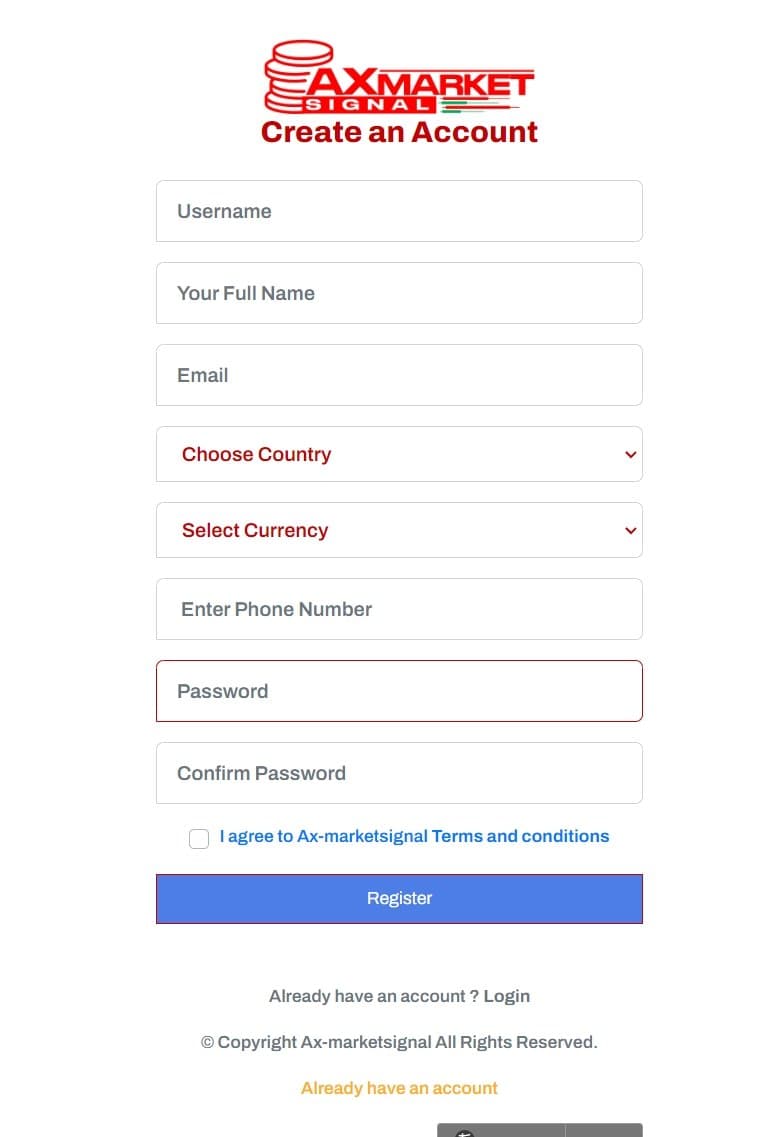 register of Axmarketsignal