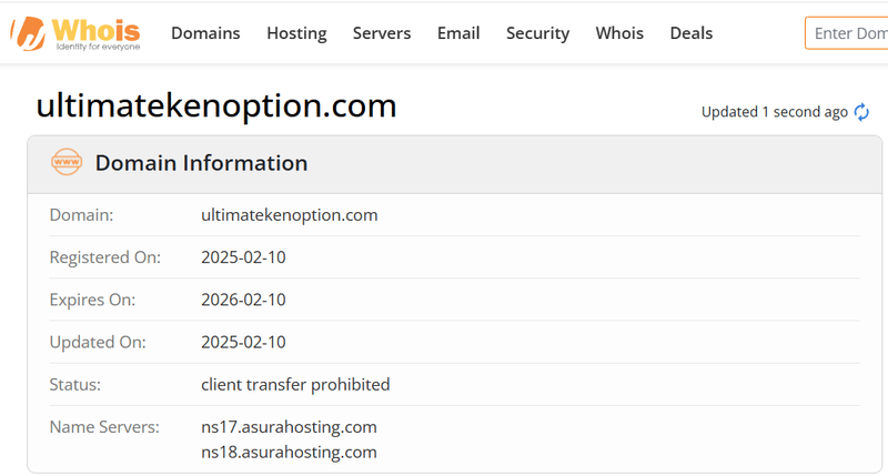 Kết quả tra cứu Whois