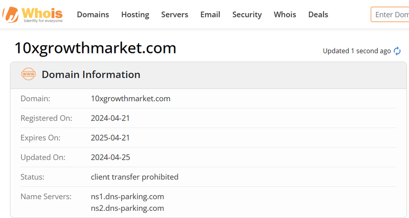 Resultados de la consulta Whois