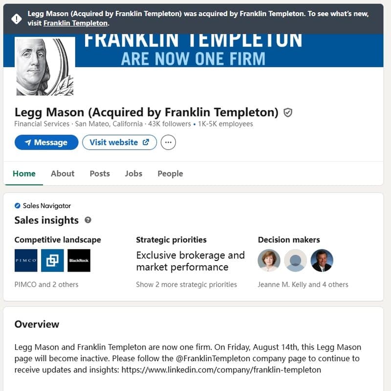 The real Legg Mason can be found on LinkedIn, confirmed to have been acquired by Franklin Templeton