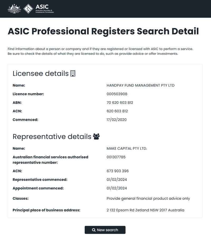 Company Entity Registration Information