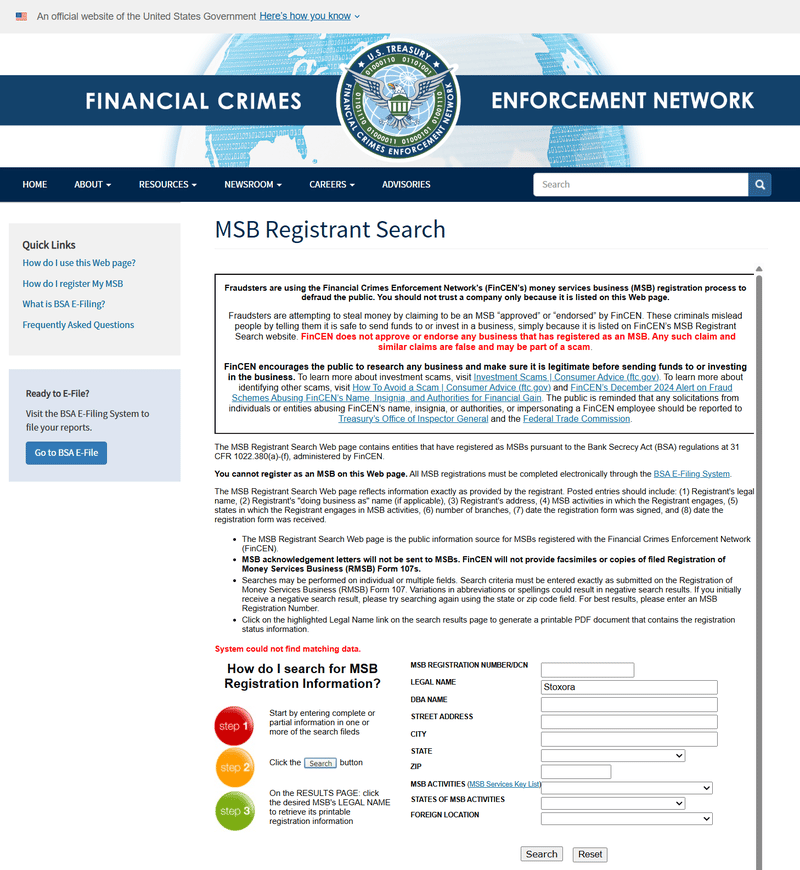 FinCEN Query Result