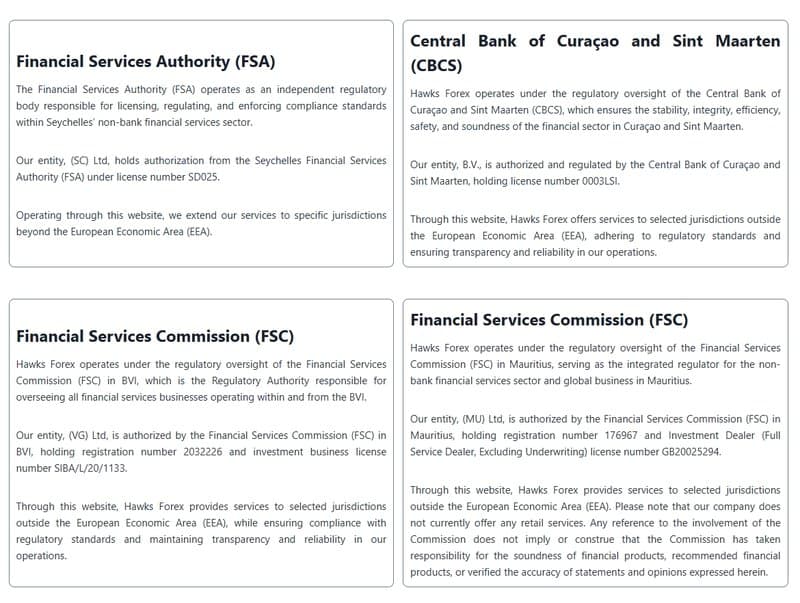 Hawks Forex Regulatory Statement