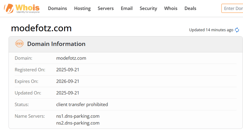 Kết quả truy vấn Whois