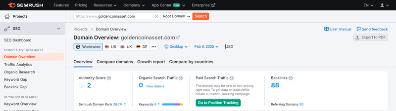 Semrush 트래픽 데이터