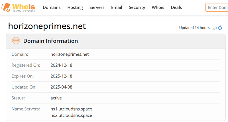 Resultado de la consulta Whois