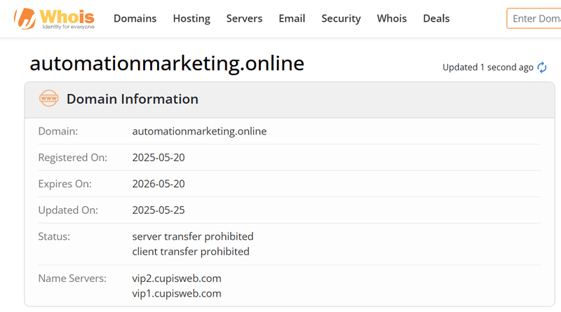 Whois 조회 결과