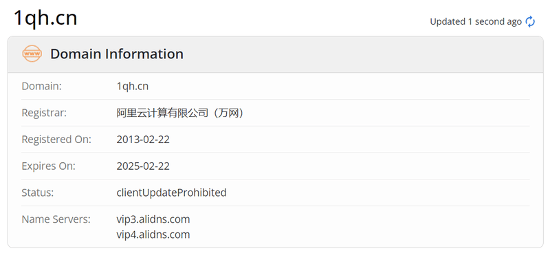 Datos de antigüedad del dominio whois.com de 一期货