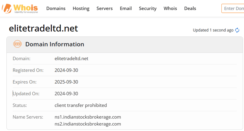 Resultados de búsqueda de Whois