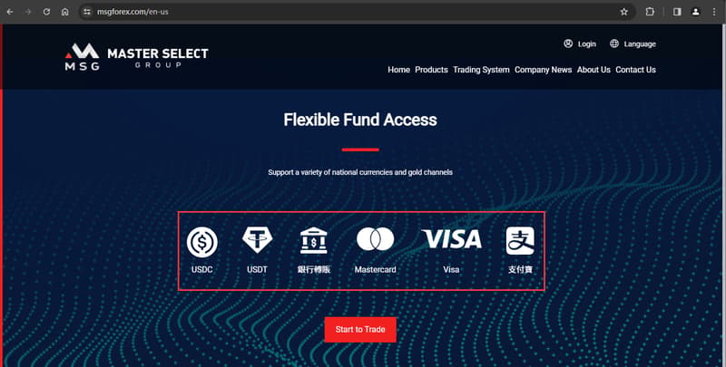 Trang web hiển thị thông tin về gửi/nhận tiền