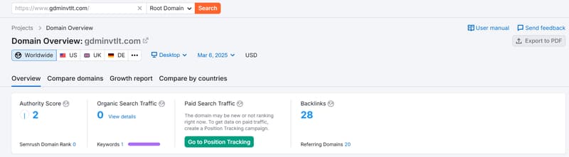 Semrush自然搜索流量数据