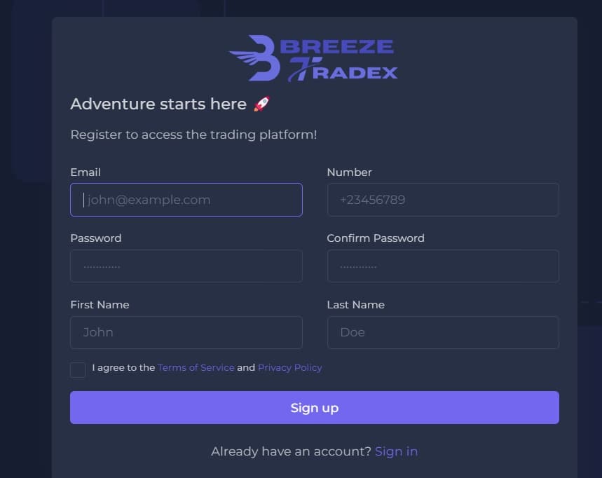 register of Breeze Tradex Limited