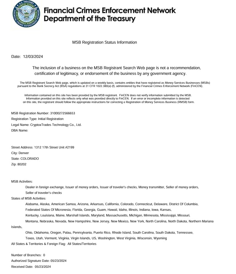 MSB Registration Status Information