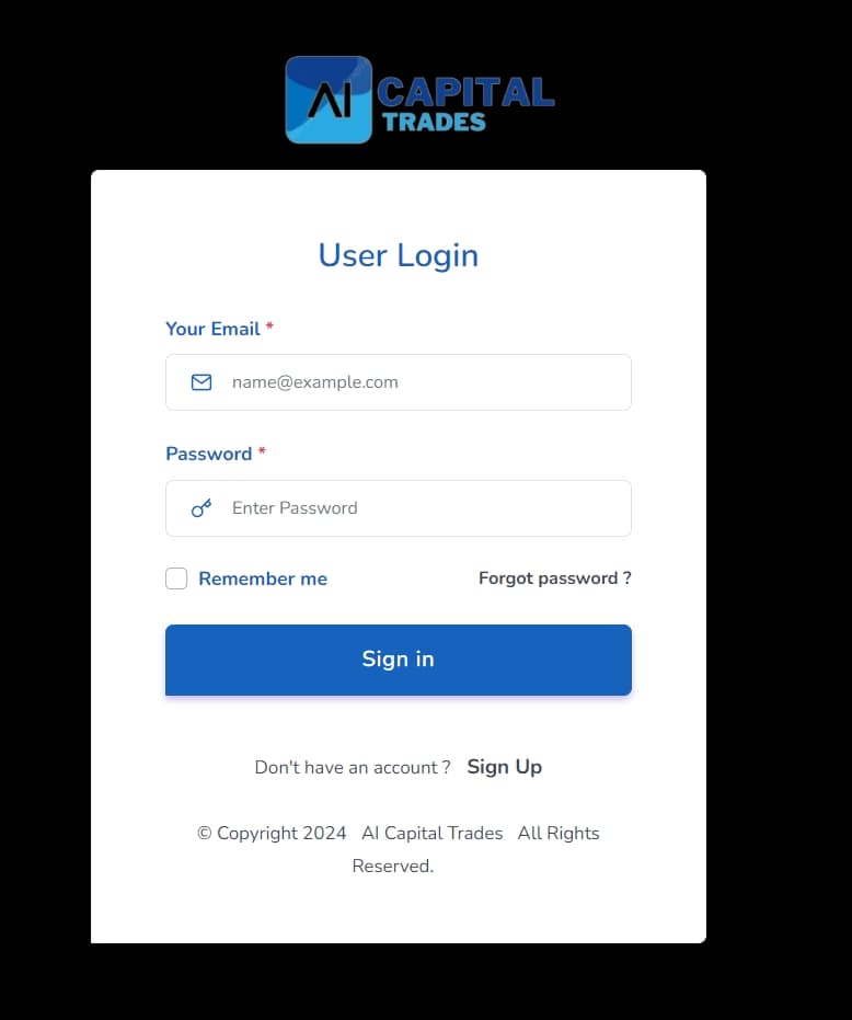 Ai Capital Trades' account registration process