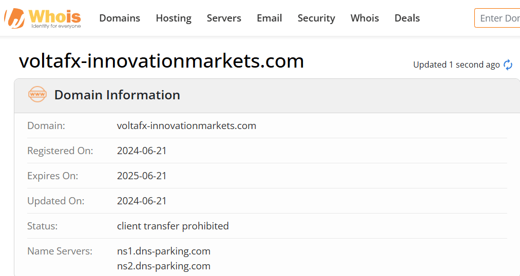 Whois lookup results