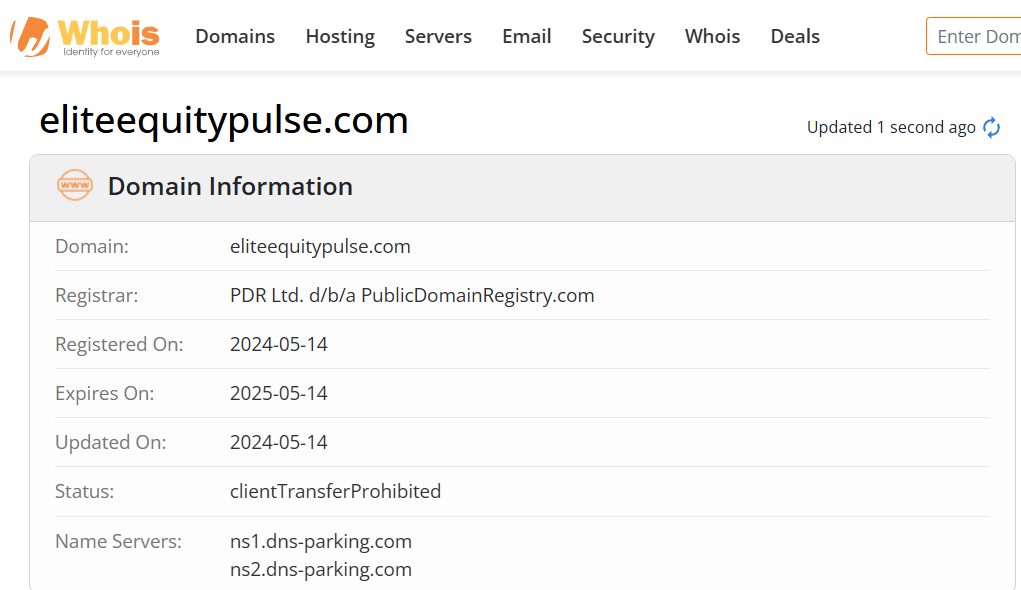 Whois lookup results