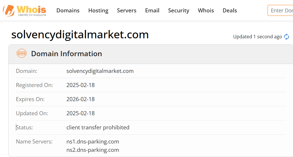 Whois lookup results