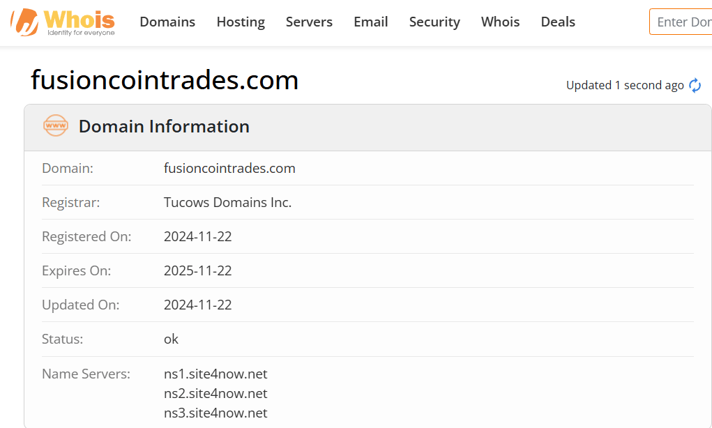 Whois lookup results