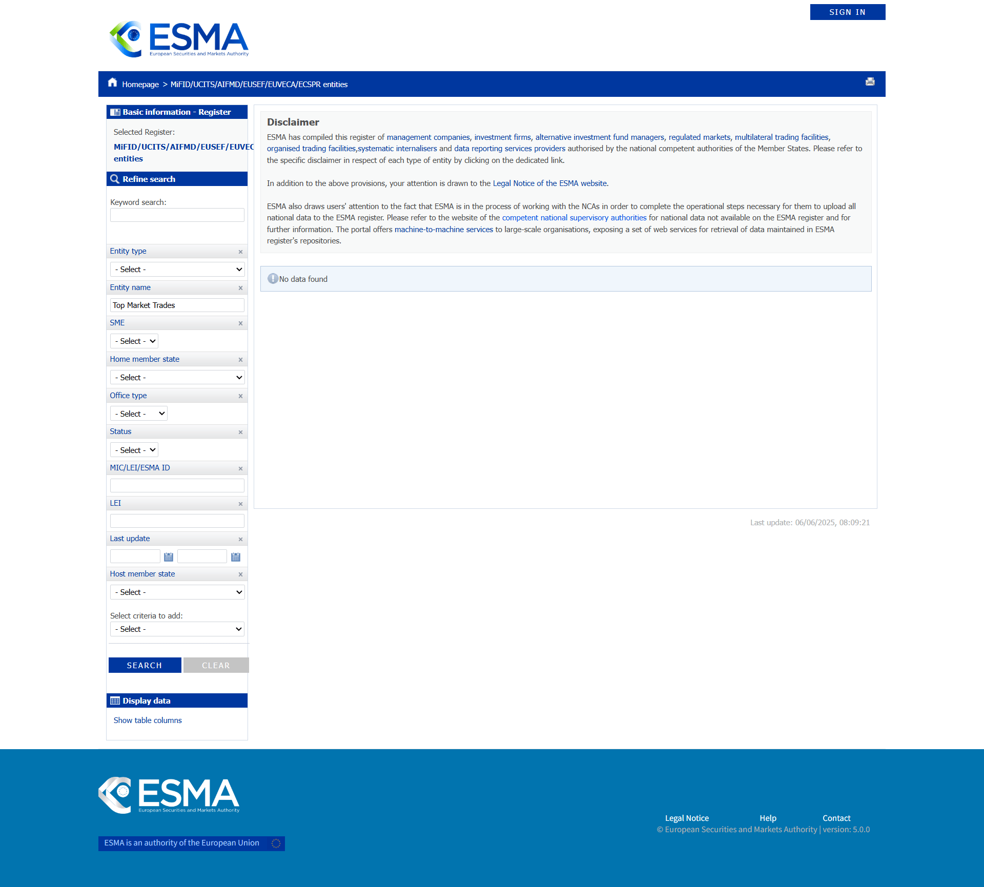 European Securities and Markets Authority(ESMA)