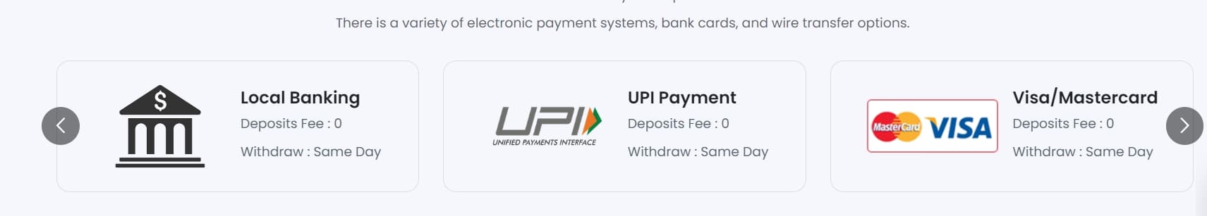 Rox Capitals' deposit and withdrawal methods
